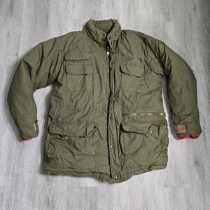 Vintage 90s Polo Ralph Lauren Goose Parka Puffer Jacket Hooded Green Military